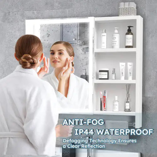 Modern 32x28 Inch Bathroom Cabinet With Mirror And LED Lights