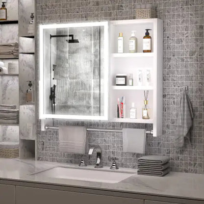 Modern 32x28 Inch Bathroom Cabinet With Mirror And LED Lights